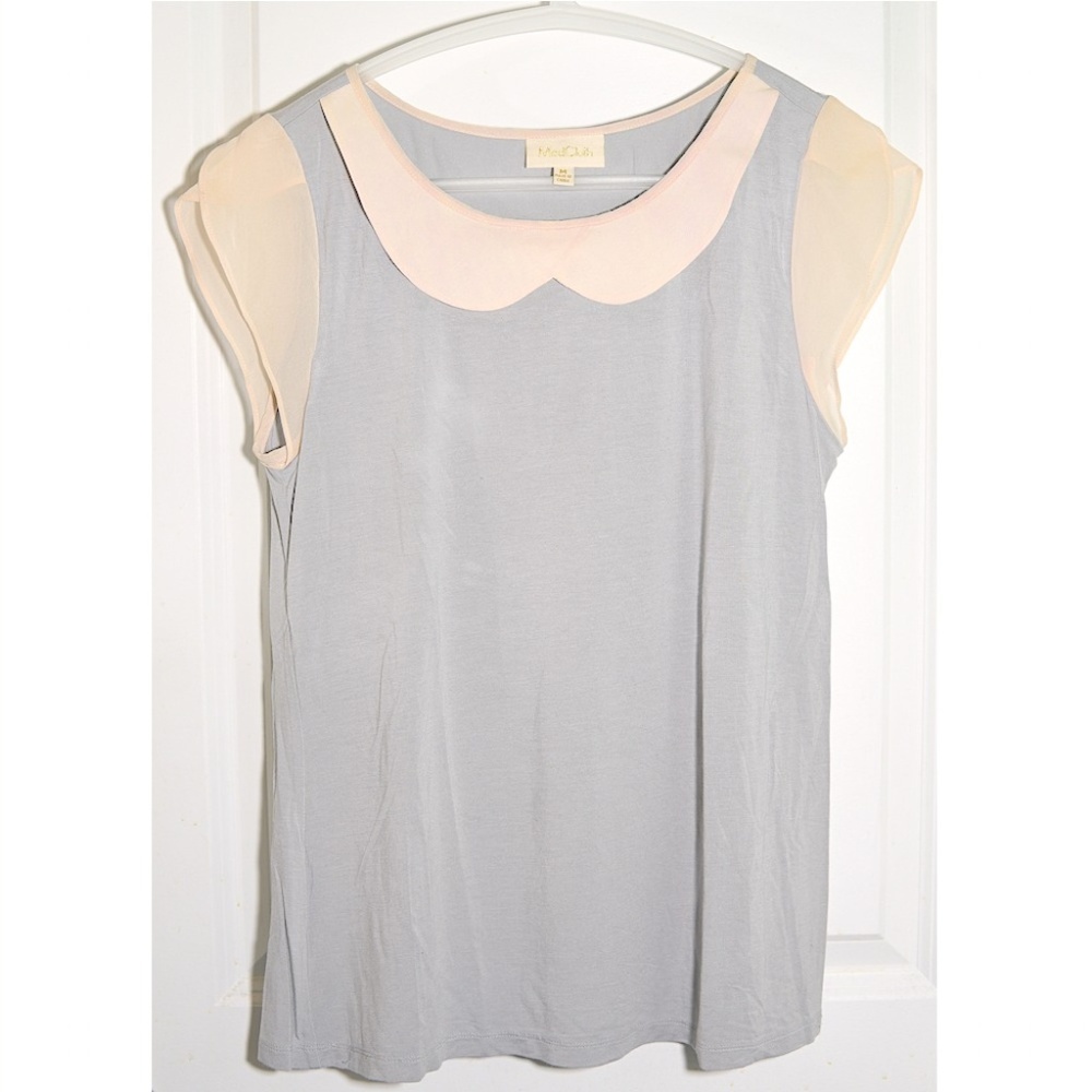 Like New/NWOT Modcloth Workweek Wonder Peter Pan Collar Cap Sleeve Top